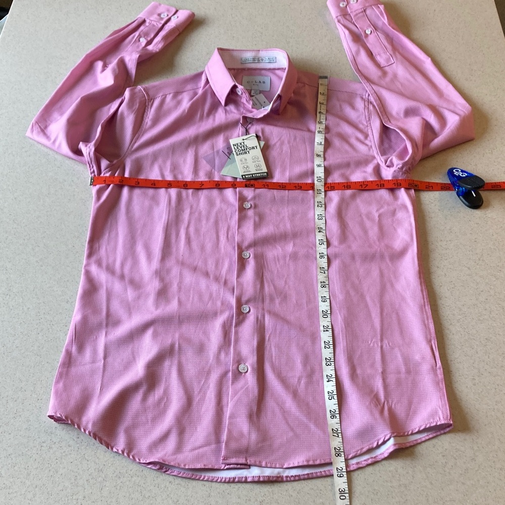C-LAB NYC Long Sleeve Pink Dress Shirt Men Size Small 15/32-33" - Picture 11 of 15